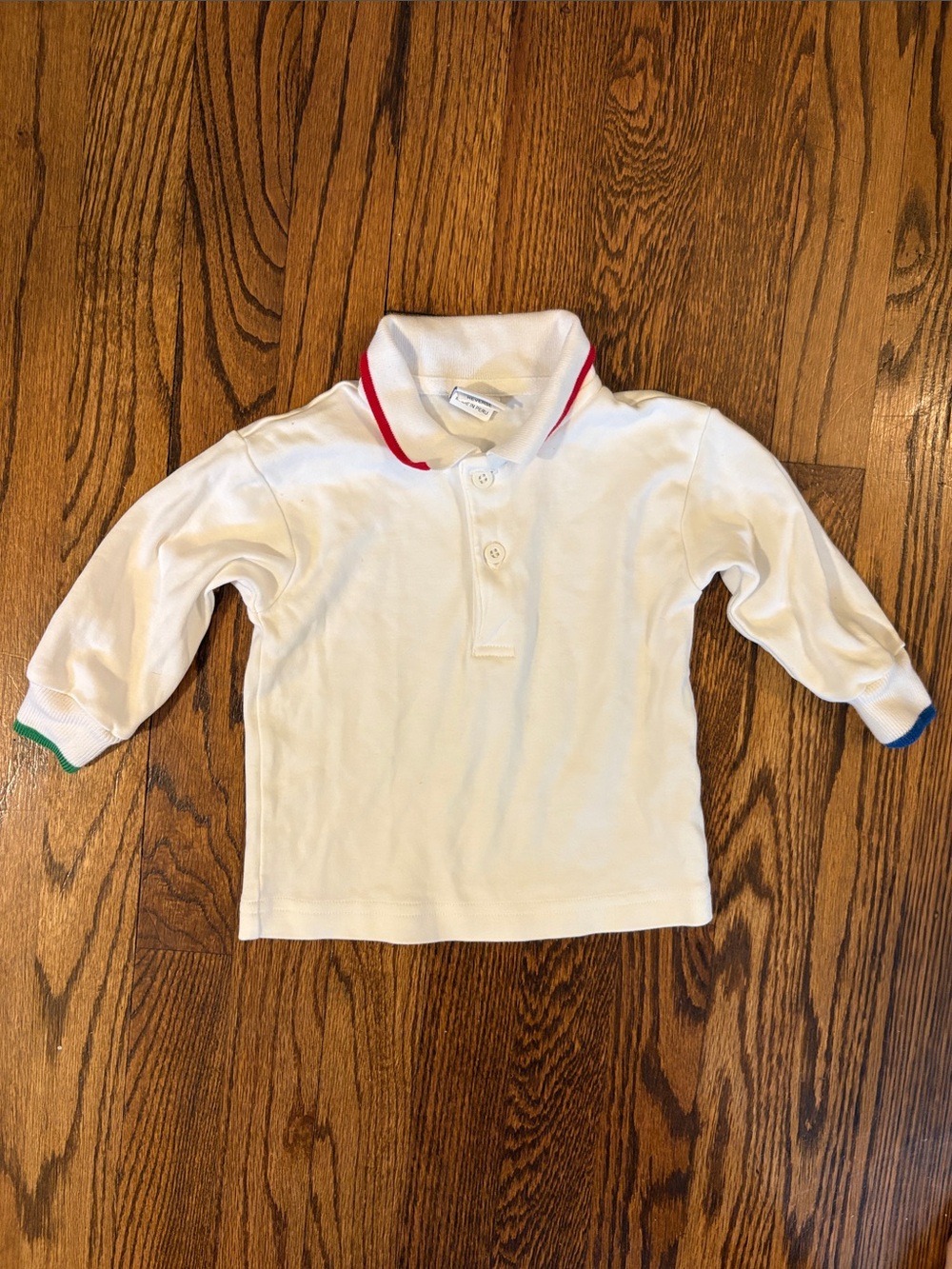 Florence Eiseman Boys White Long-Sleeve Polo Top with Contrast Trim